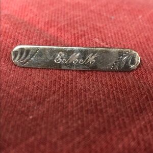 Vtg Lunt sterling engraved baby pin brooch